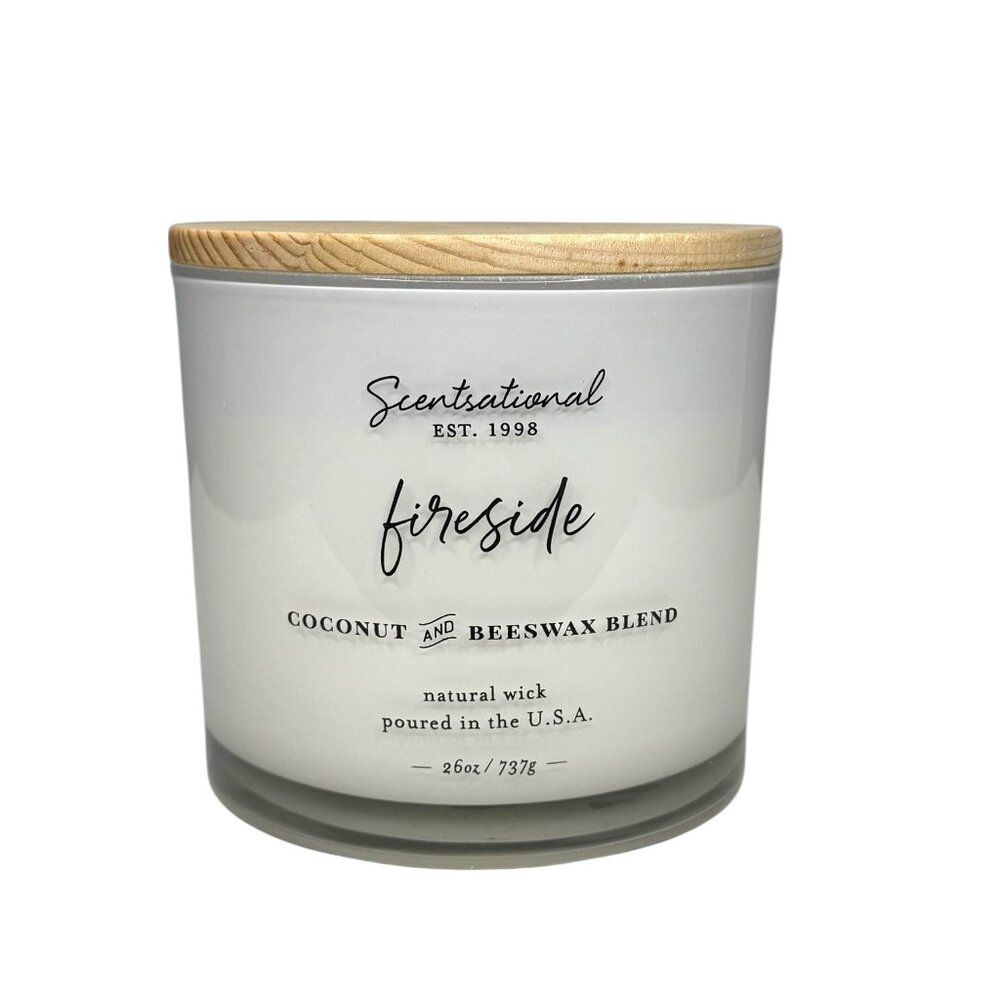 Scentsational Fireside Coconut & Beeswax Blend Natural Wick Candle, 26 Oz